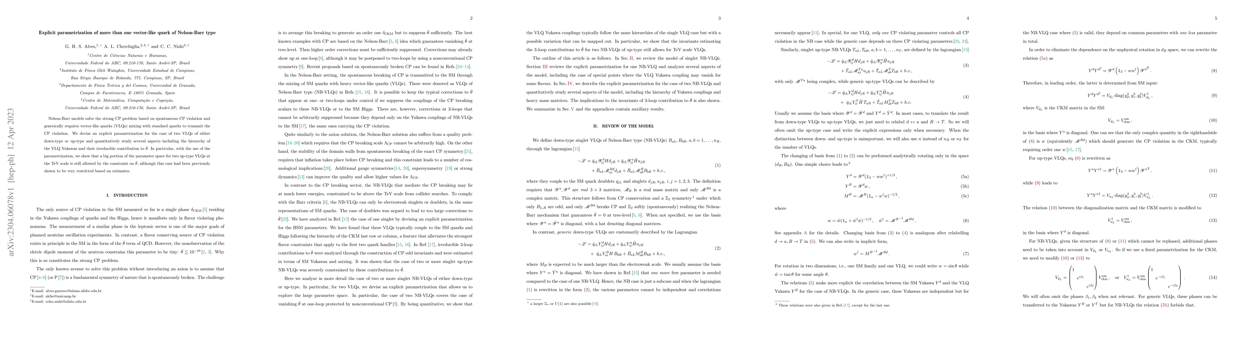 Thumbnail for Explicit parametrization of more than one vector-like quark of
  Nelson-Barr type