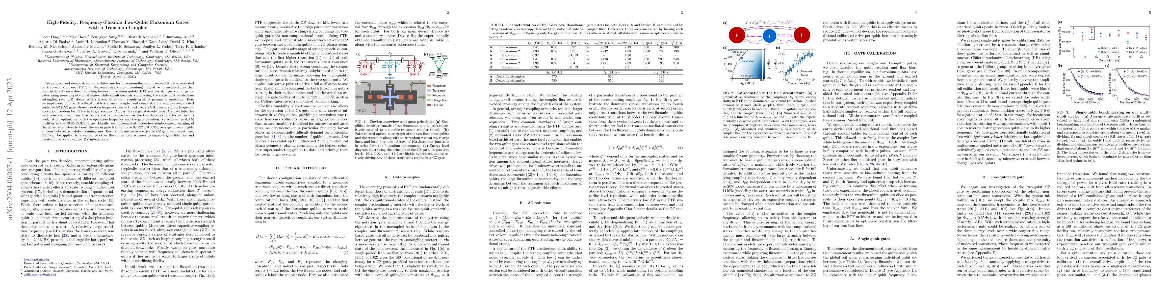 Thumbnail for High-Fidelity, Frequency-Flexible Two-Qubit Fluxonium Gates with a
  Transmon Coupler
