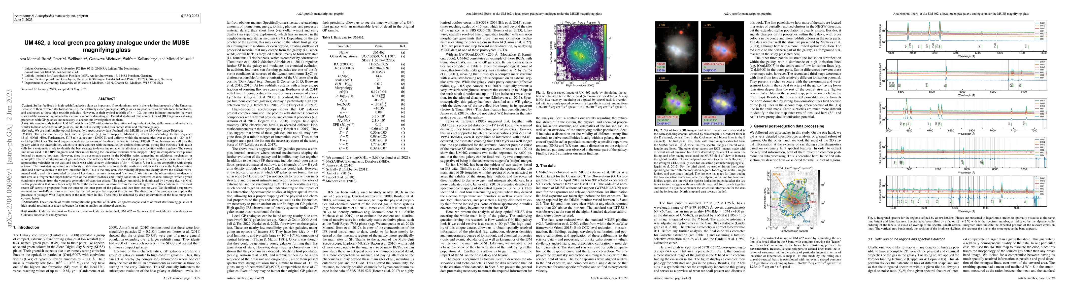 Thumbnail for UM462, a local green pea galaxy analogue under the MUSE magnifying glass