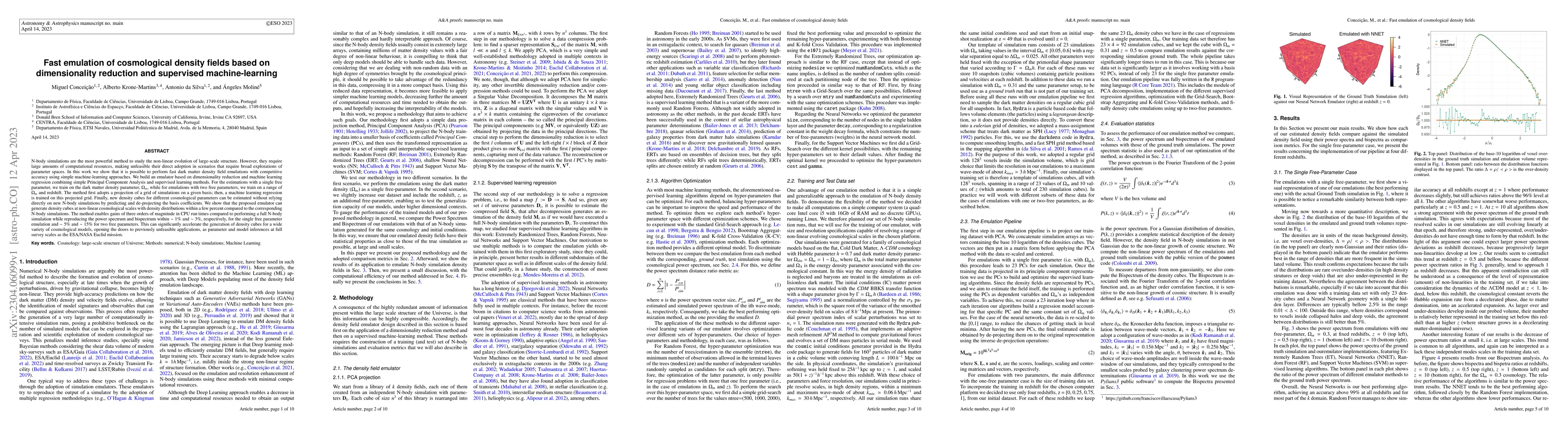 Thumbnail for Fast emulation of cosmological density fields based on dimensionality
  reduction and supervised machine-learning