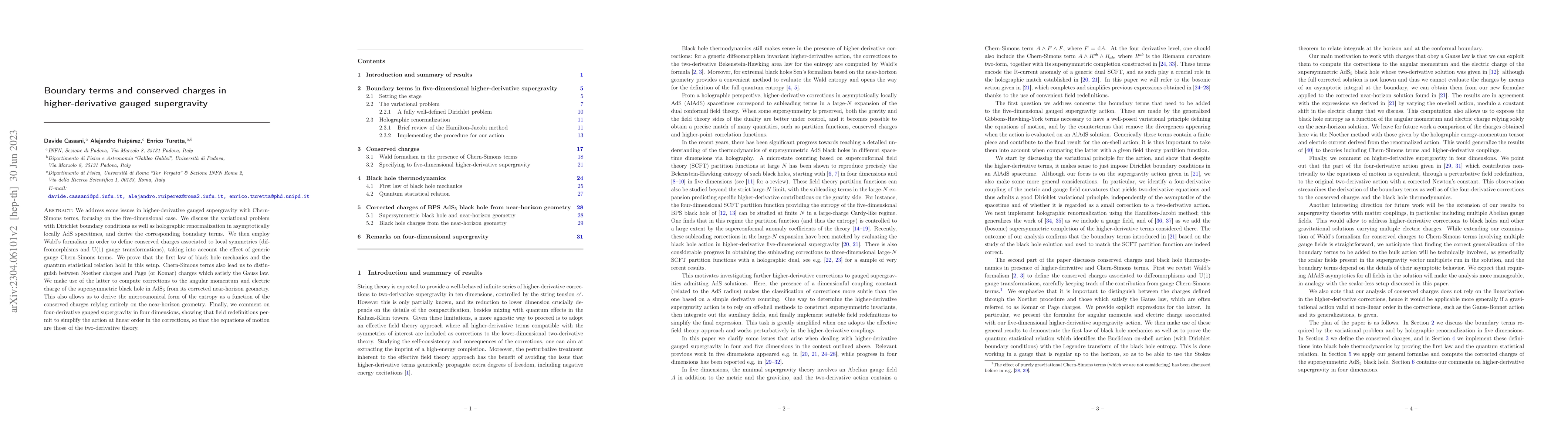 Thumbnail for Boundary terms and conserved charges in higher-derivative gauged
  supergravity