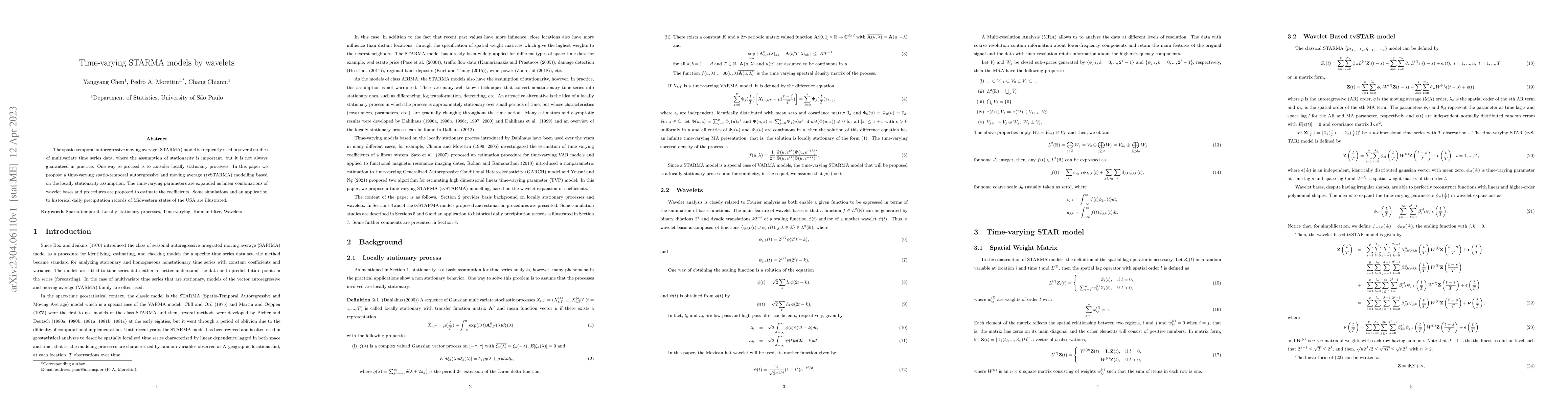 Thumbnail for Time-varying STARMA models by wavelets