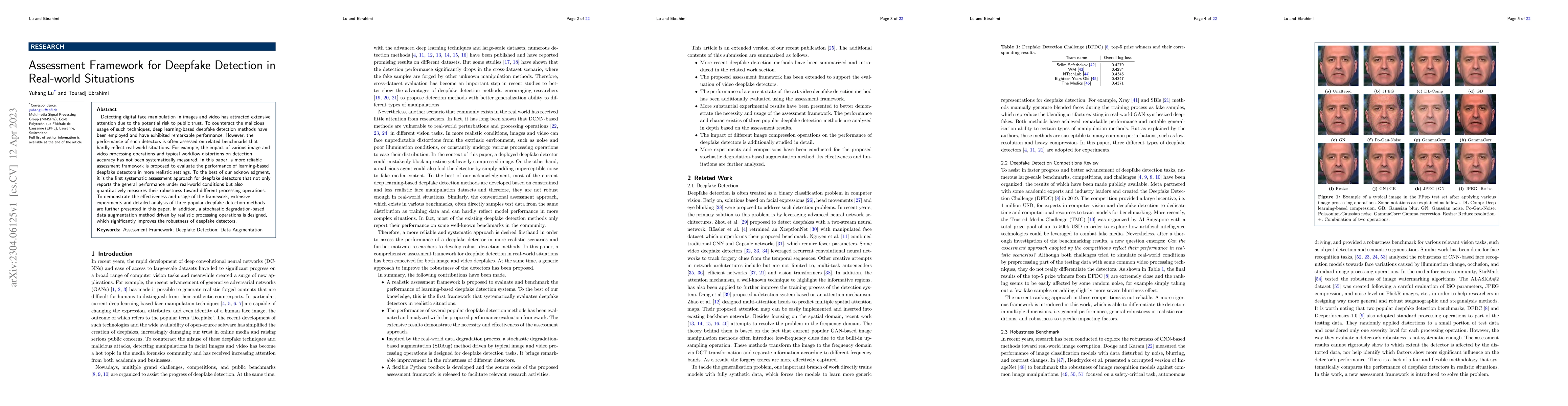 Thumbnail for Assessment Framework for Deepfake Detection in Real-world Situations