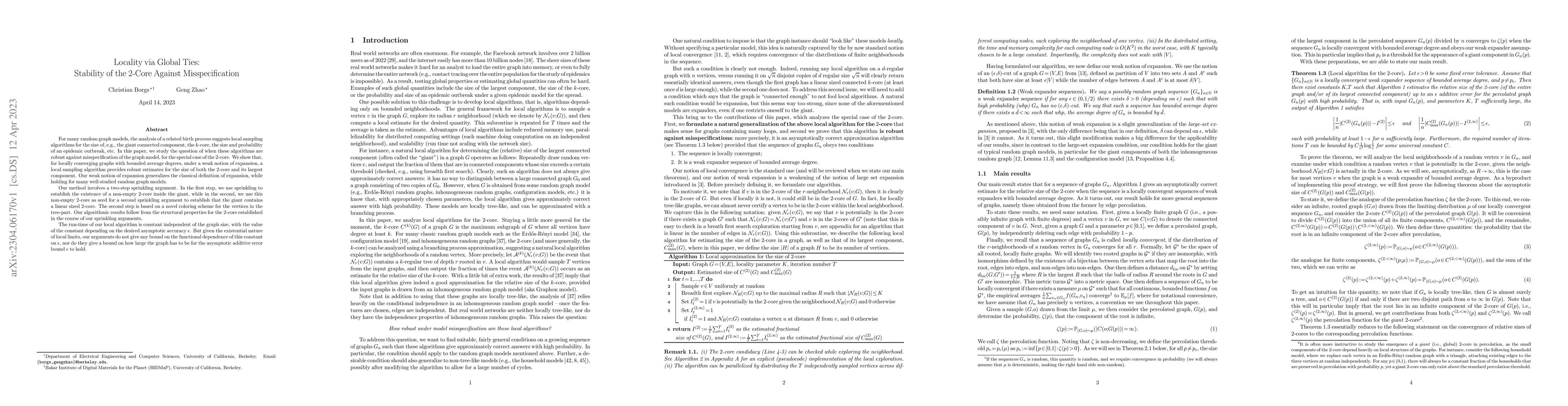 Thumbnail for Locality via Global Ties: Stability of the 2-Core Against
  Misspecification