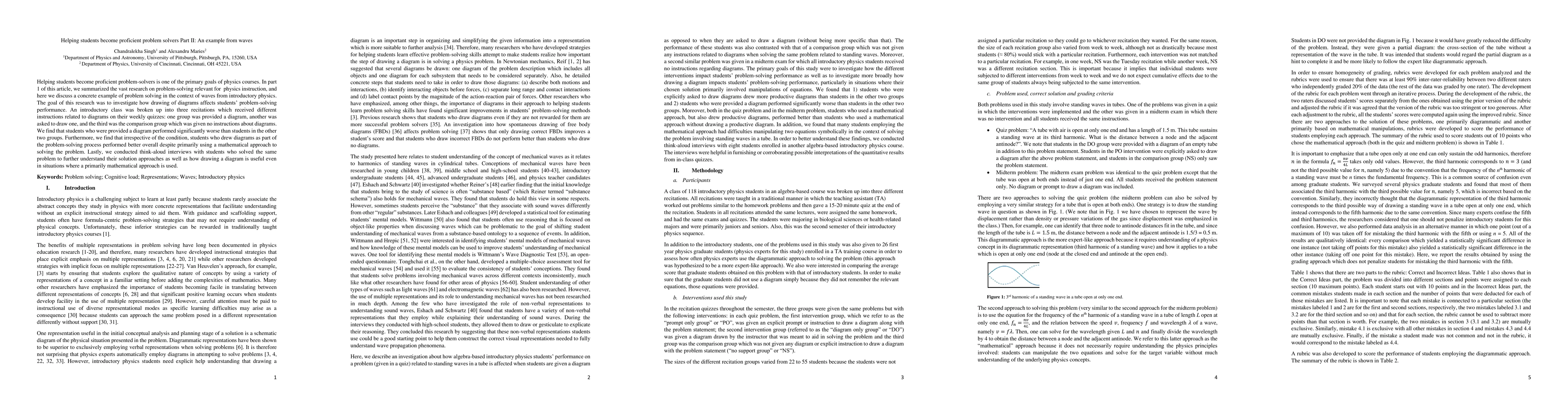 Thumbnail for Helping students become proficient problem solvers Part II: An example
  from waves