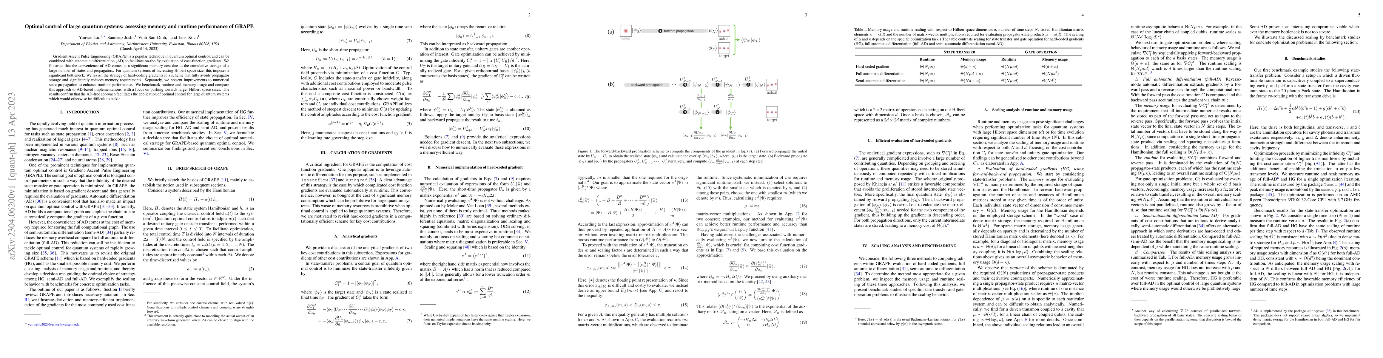 Thumbnail for Optimal control of large quantum systems: assessing memory and runtime
  performance of GRAPE