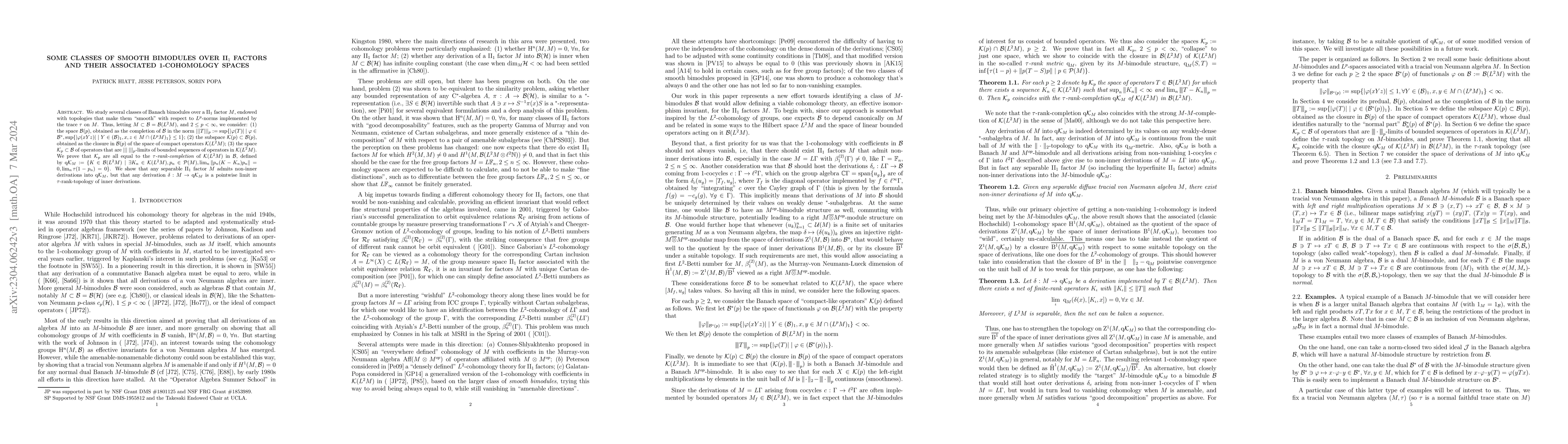 Thumbnail for Some classes of smooth bimodules over II$_1$ factors and their
  associated 1-cohomology spaces