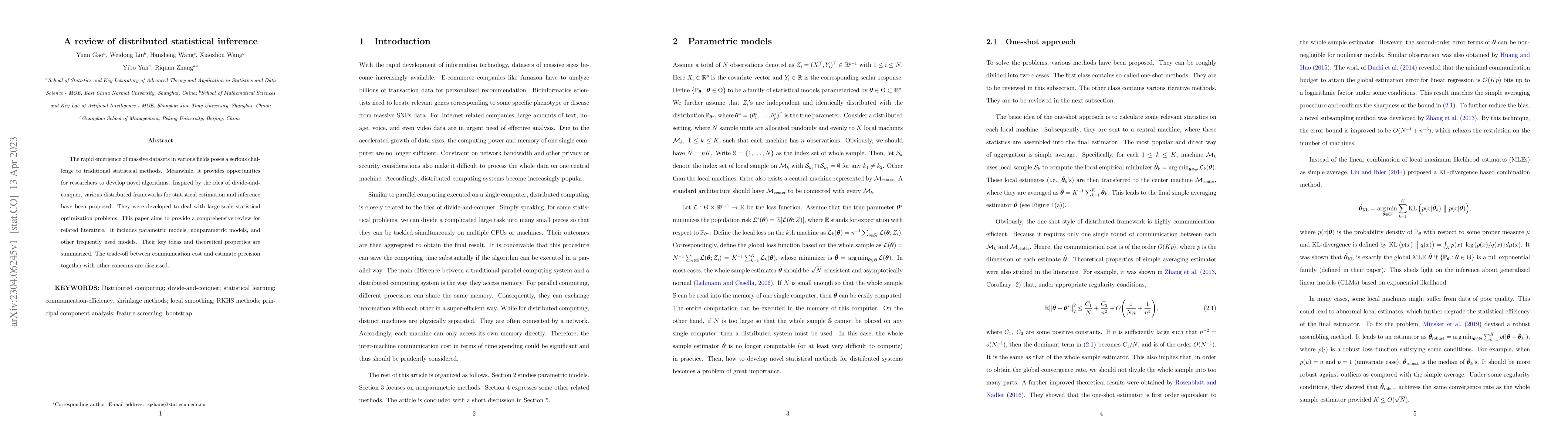 Thumbnail for A review of distributed statistical inference