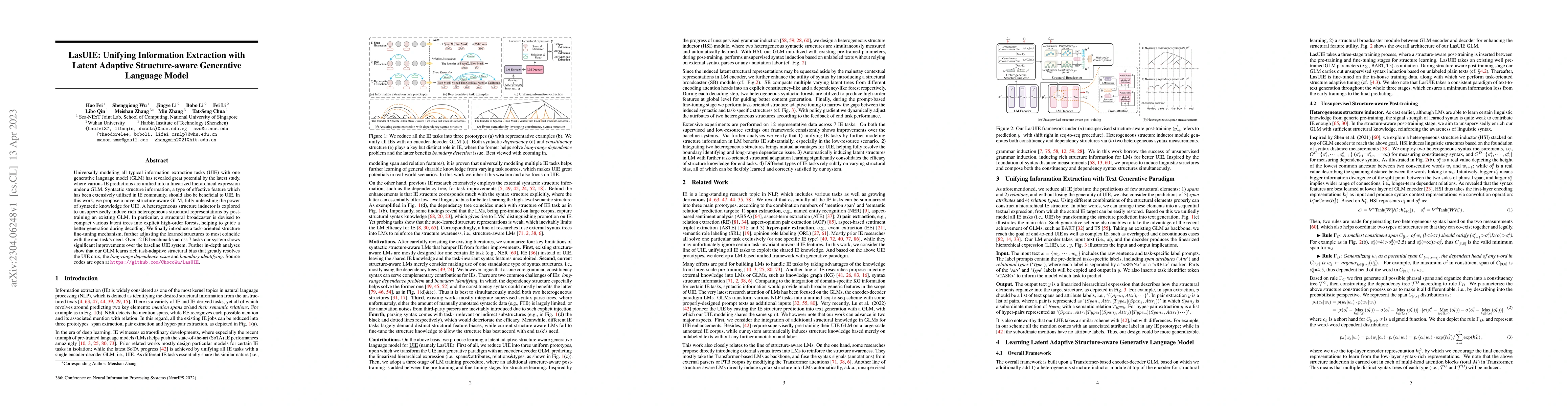 Thumbnail for LasUIE: Unifying Information Extraction with Latent Adaptive
  Structure-aware Generative Language Model