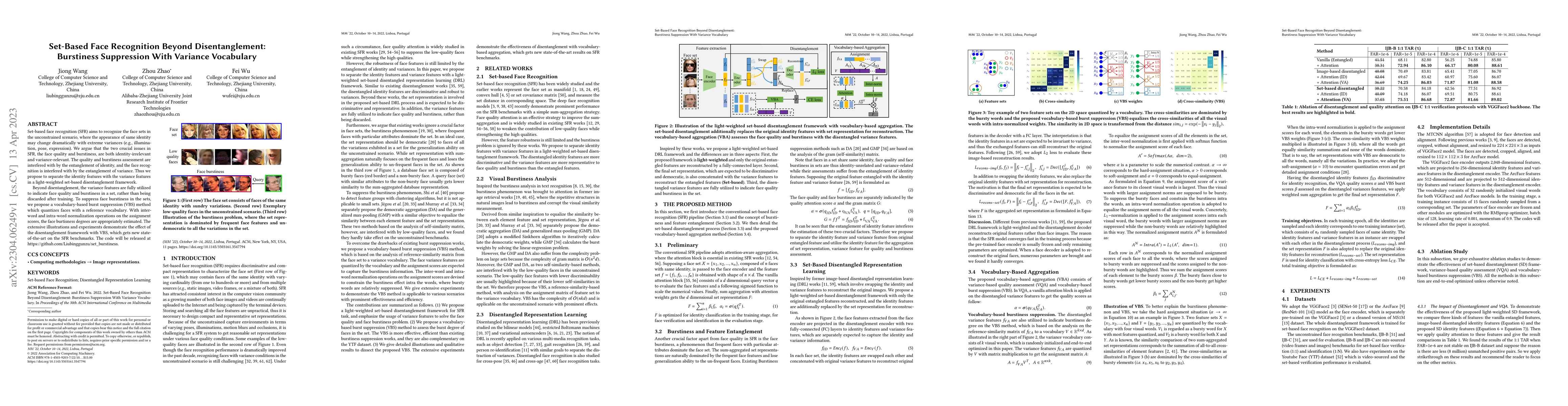 Thumbnail for Set-Based Face Recognition Beyond Disentanglement: Burstiness
  Suppression With Variance Vocabulary