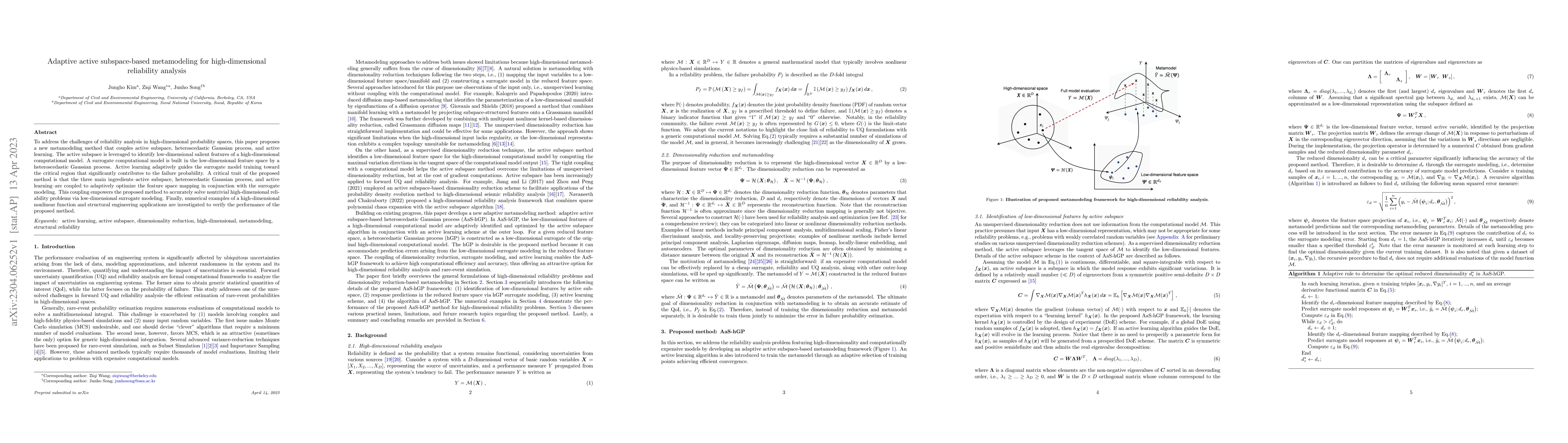 Thumbnail for Adaptive active subspace-based metamodeling for high-dimensional
  reliability analysis