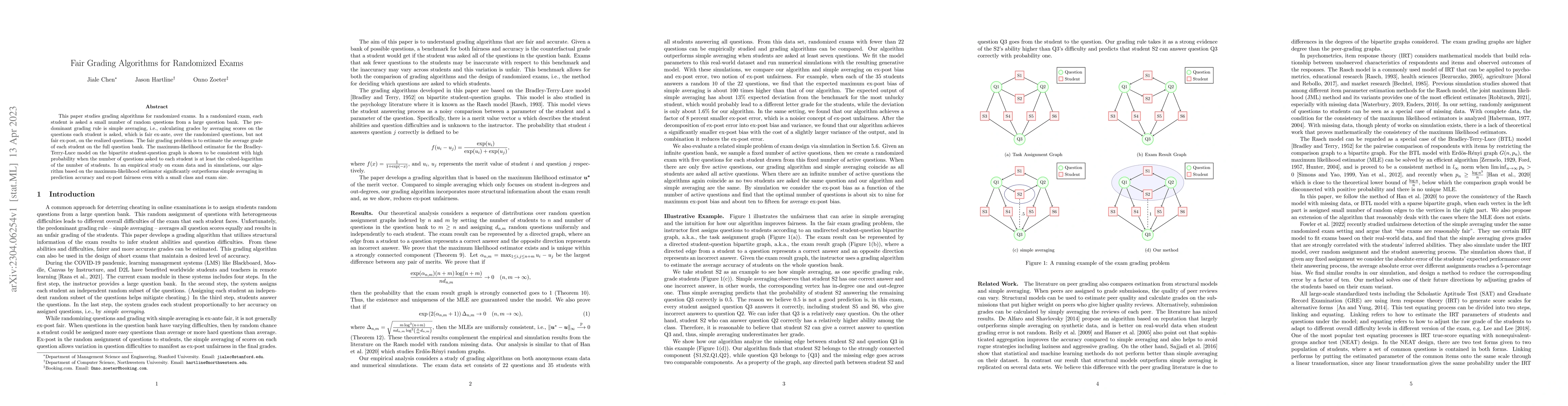 Thumbnail for Fair Grading Algorithms for Randomized Exams