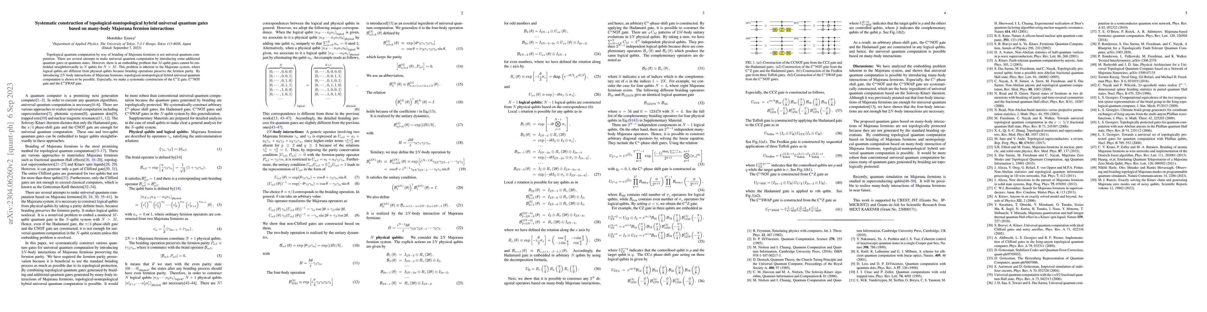 Thumbnail for Systematic construction of topological-nontopological hybrid universal
  quantum gates based on many-body Majorana fermion interactions