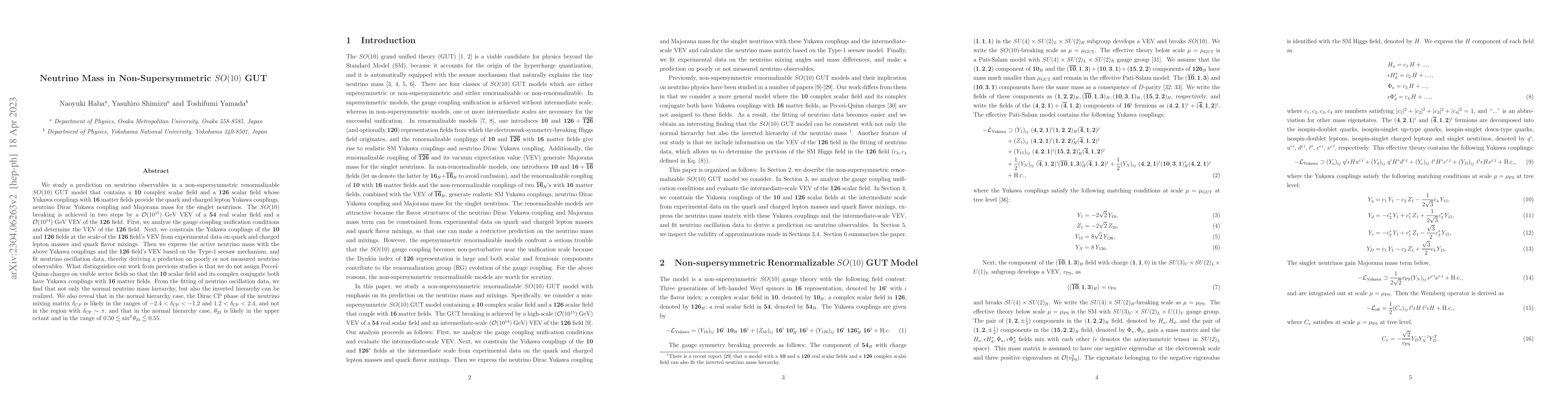 Thumbnail for Neutrino Mass in Non-Supersymmetric $SO(10)$ GUT