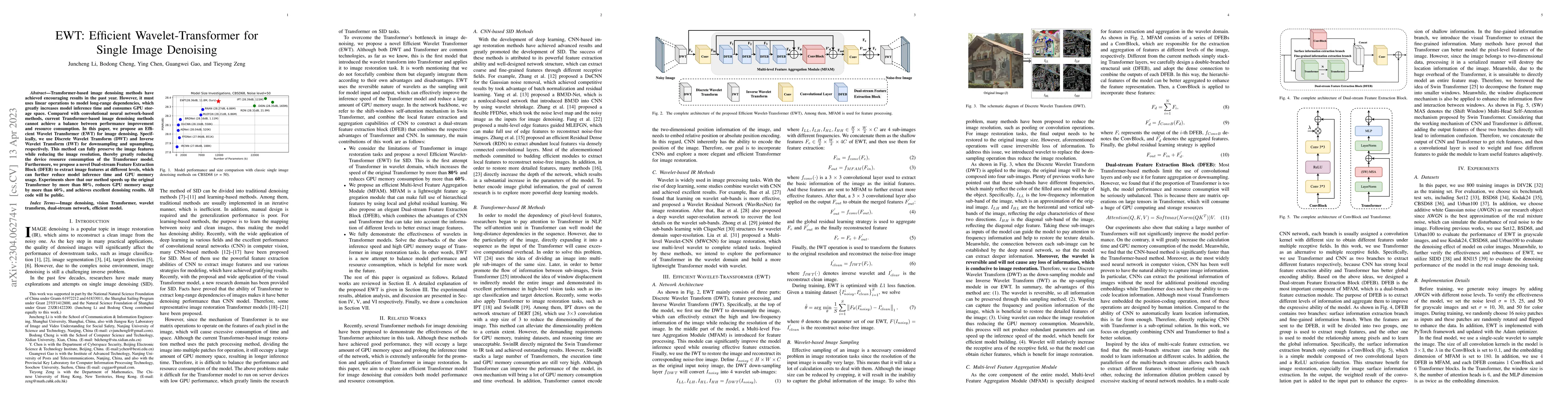 Thumbnail for EWT: Efficient Wavelet-Transformer for Single Image Denoising