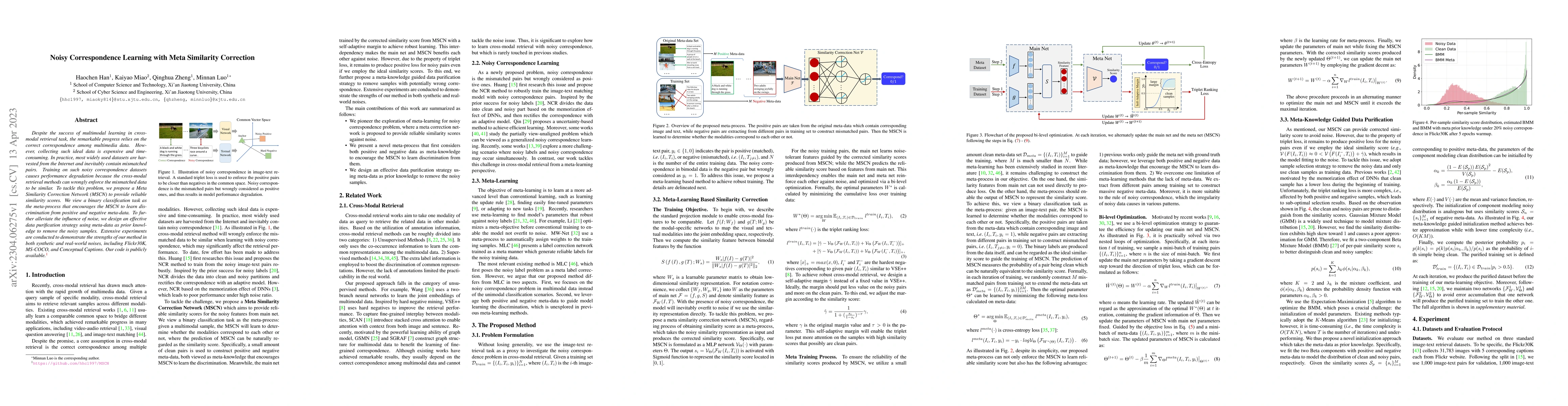 Thumbnail for Noisy Correspondence Learning with Meta Similarity Correction