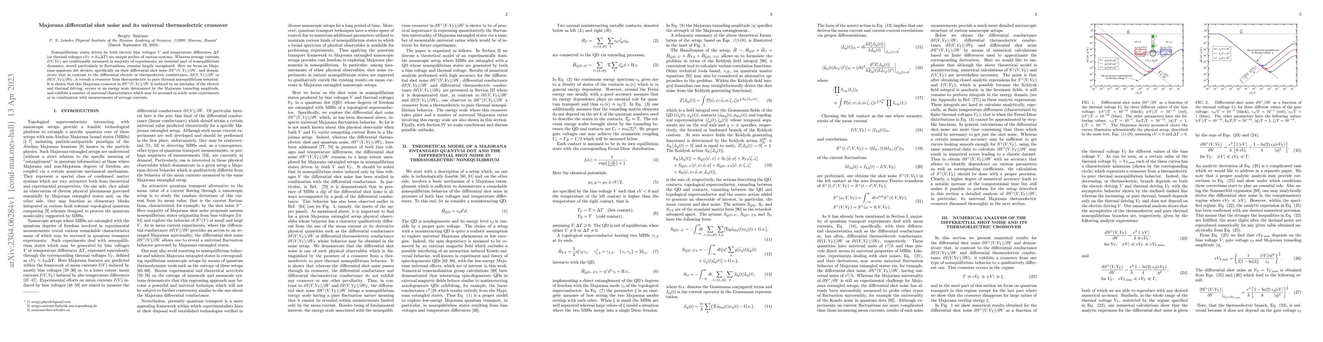 Thumbnail for Majorana differential shot noise and its universal thermoelectric
  crossover