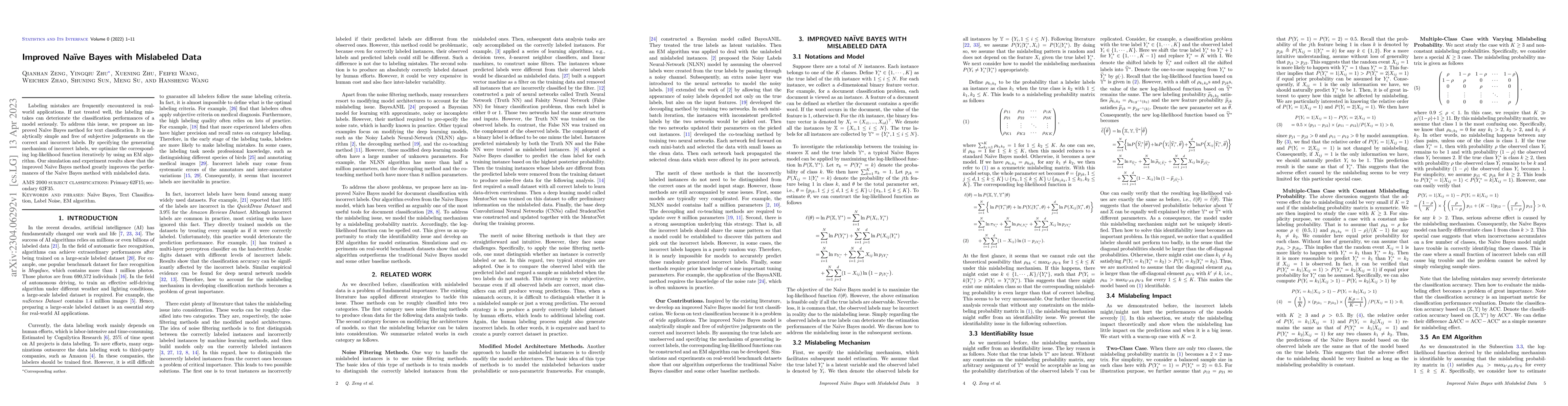 Thumbnail for Improved Naive Bayes with Mislabeled Data