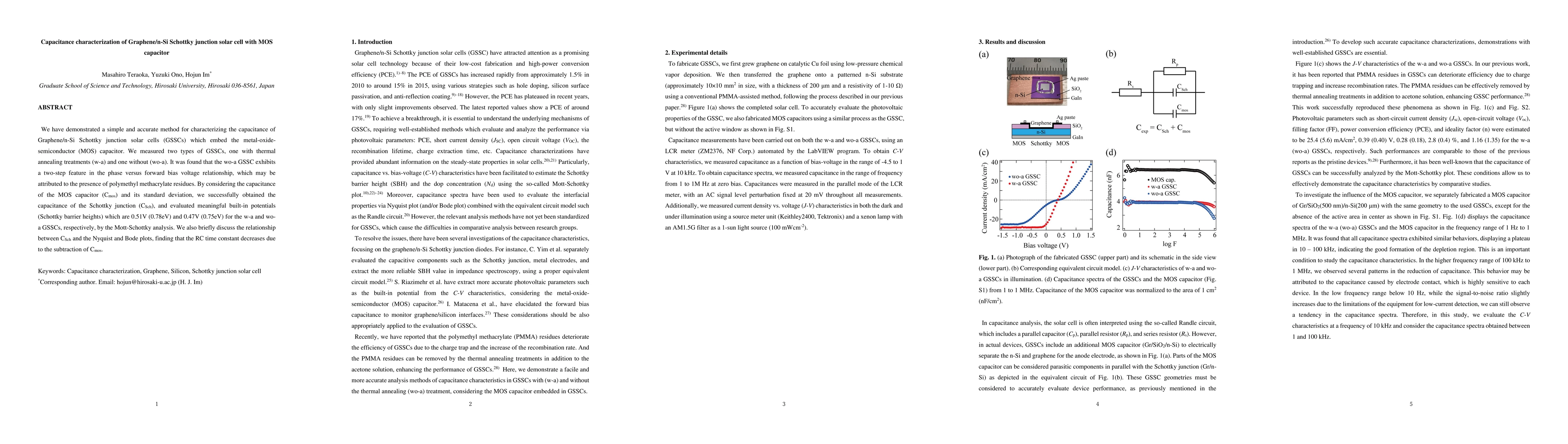 Thumbnail for Capacitance characterization of Graphene/n-Si Schottky junction solar
  cell with MOS capacitor