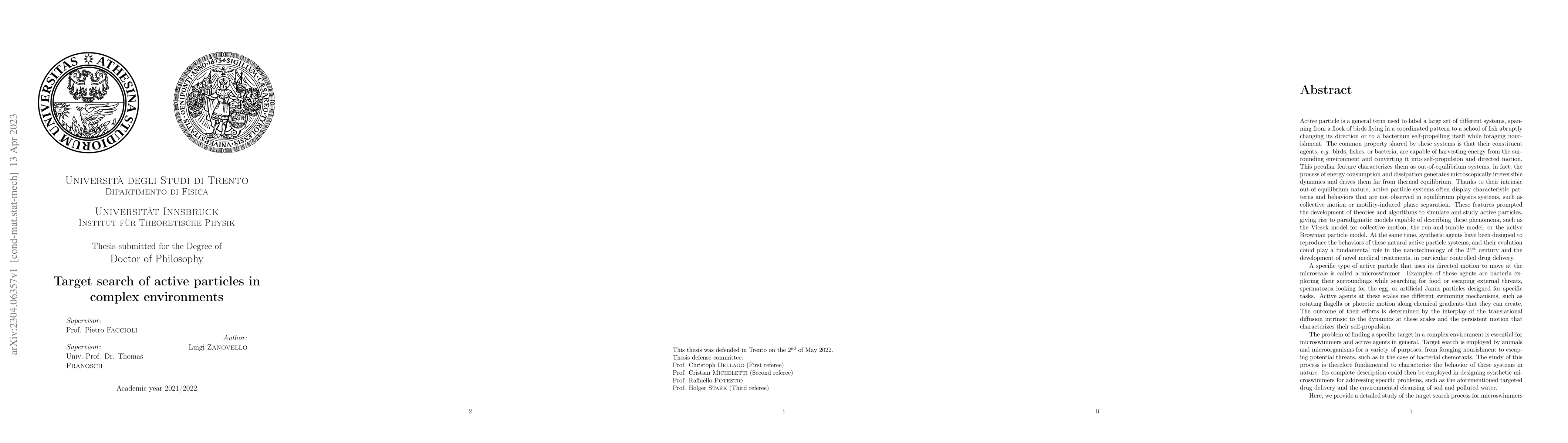Thumbnail for Target search of active particles in complex environments