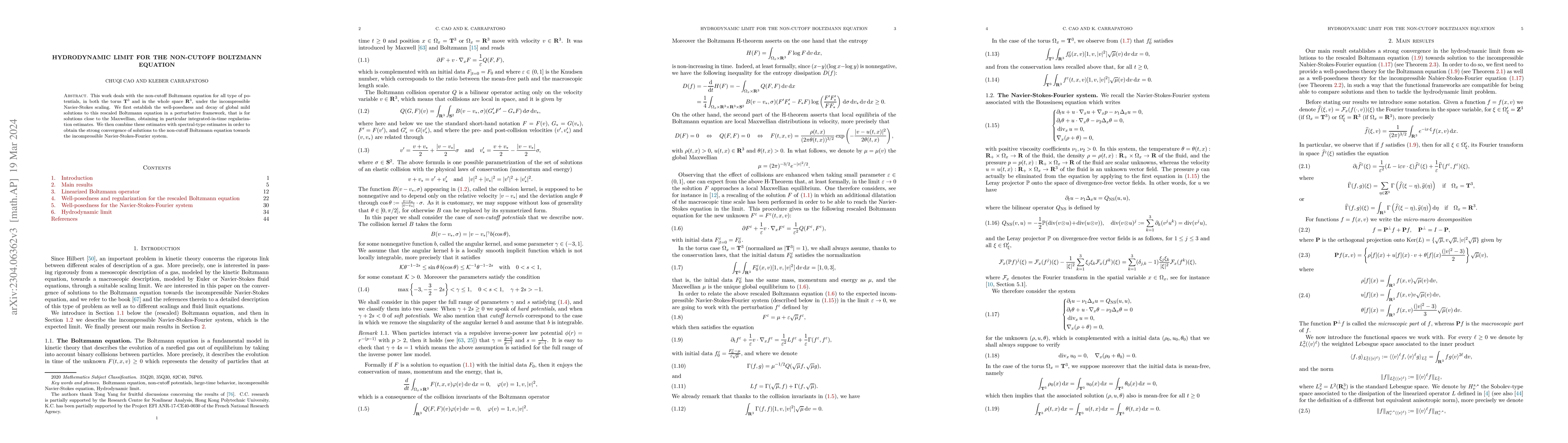 Thumbnail for Hydrodynamic limit for the non-cutoff Boltzmann equation