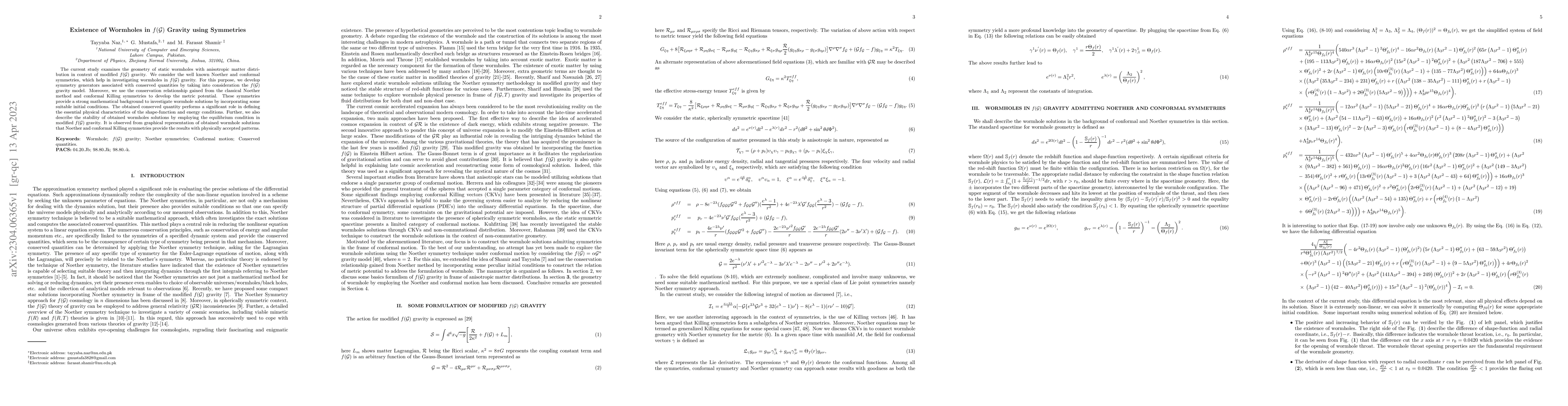 Thumbnail for Existence of Wormholes in $f(\mathcal{G})$ Gravity using Symmetries