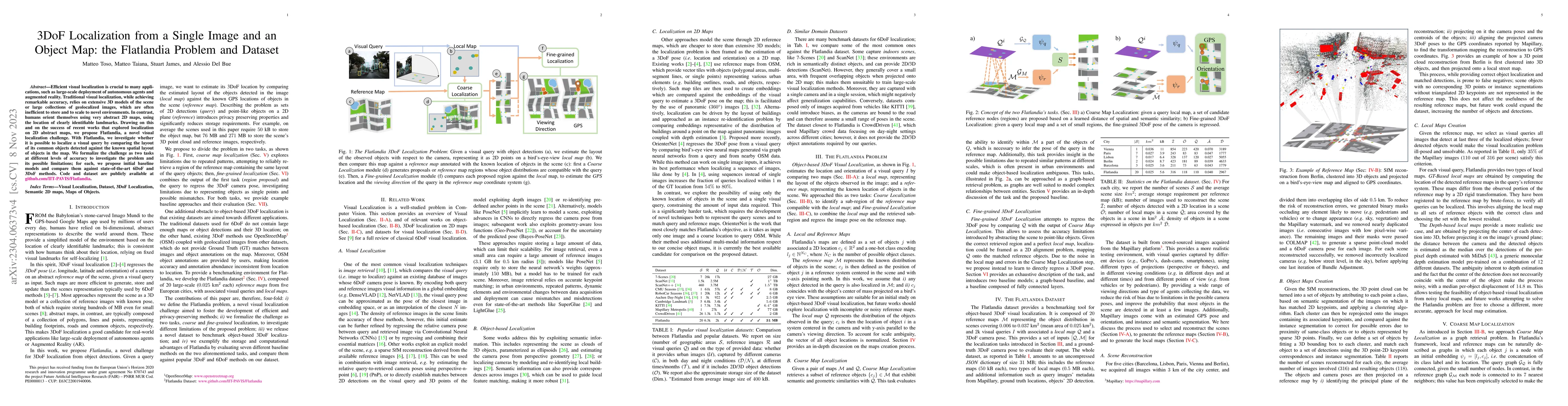 Thumbnail for 3DoF Localization from a Single Image and an Object Map: the Flatlandia
  Problem and Dataset