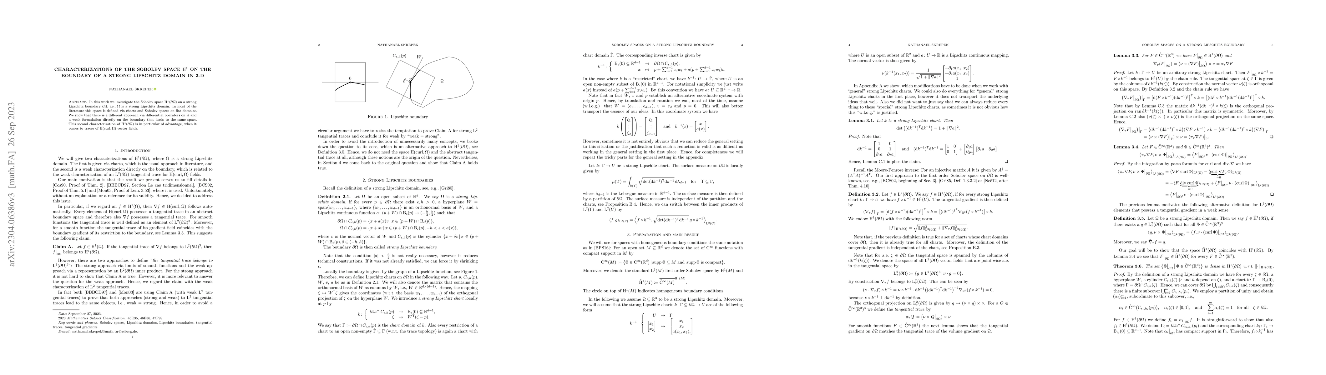 Thumbnail for Characterizations of the Sobolev space $\mathrm{H}^{1}$ on the boundary
  of a strong Lipschitz domain in 3-D