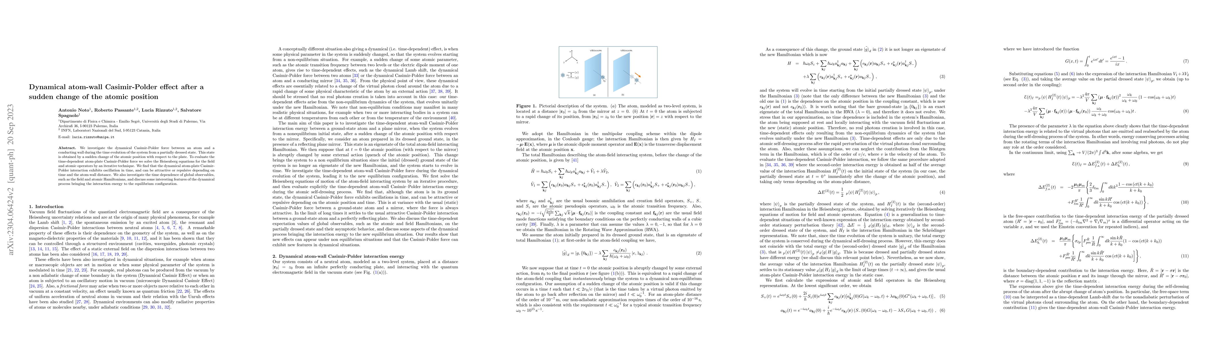 Thumbnail for Dynamical atom-wall Casimir-Polder effect after a sudden change of the
  atomic position