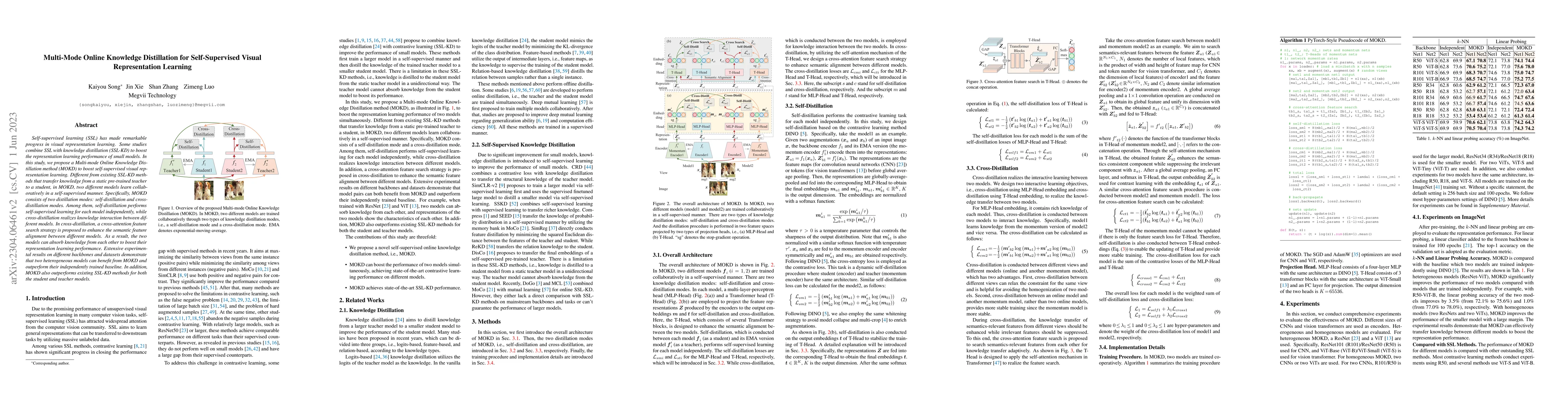 Thumbnail for Multi-Mode Online Knowledge Distillation for Self-Supervised Visual
  Representation Learning