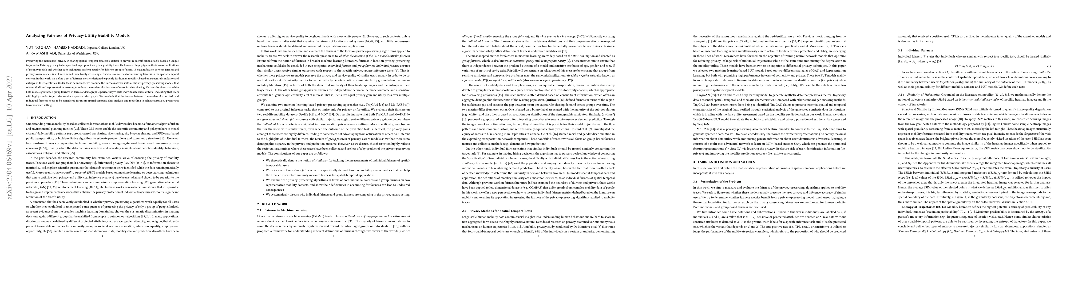 Thumbnail for Analysing Fairness of Privacy-Utility Mobility Models