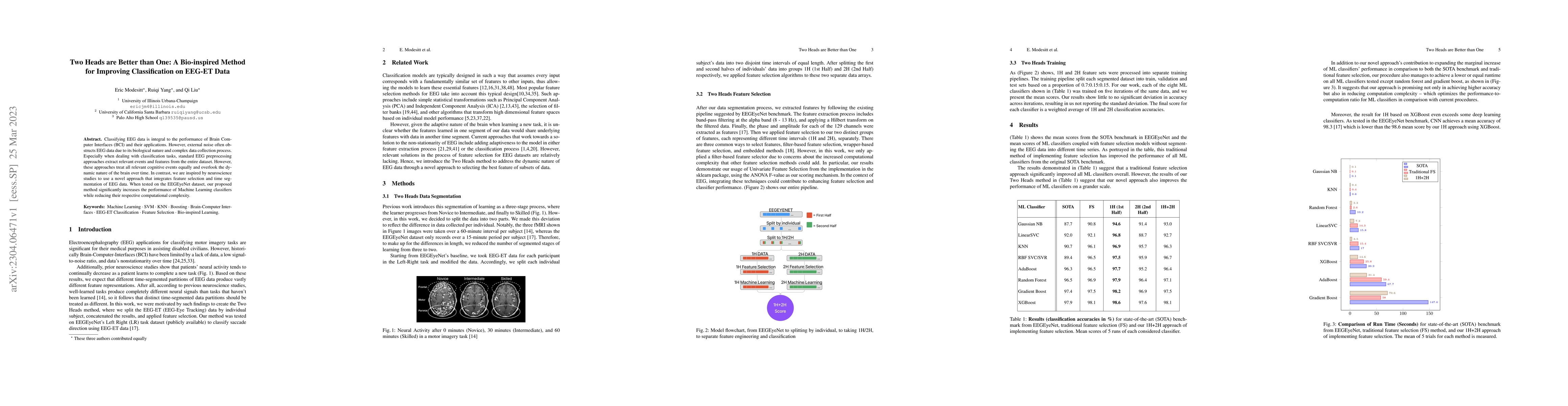 Thumbnail for Two Heads are Better than One: A Bio-inspired Method for Improving
  Classification on EEG-ET Data