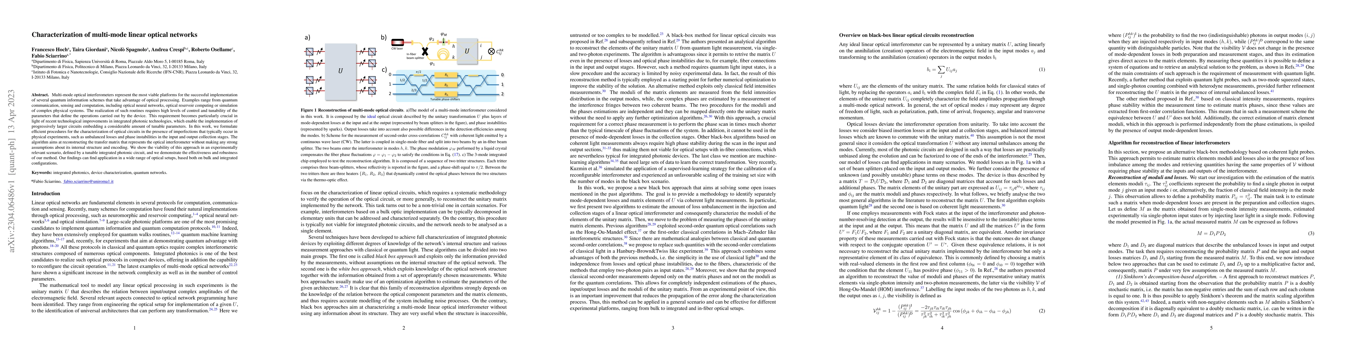 Thumbnail for Characterization of multi-mode linear optical networks