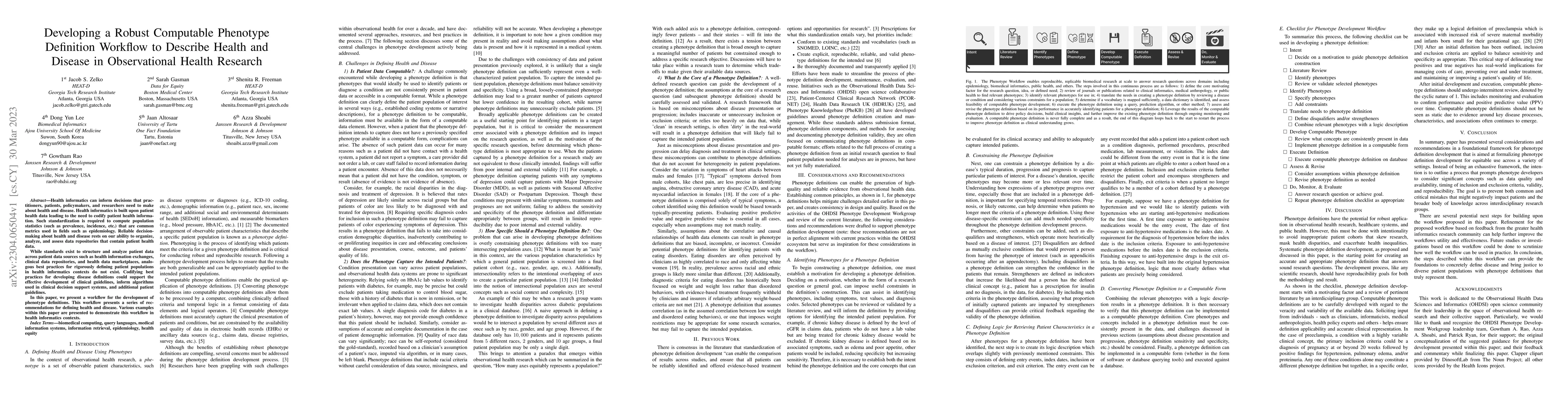 Thumbnail for Developing a Robust Computable Phenotype Definition Workflow to Describe
  Health and Disease in Observational Health Research