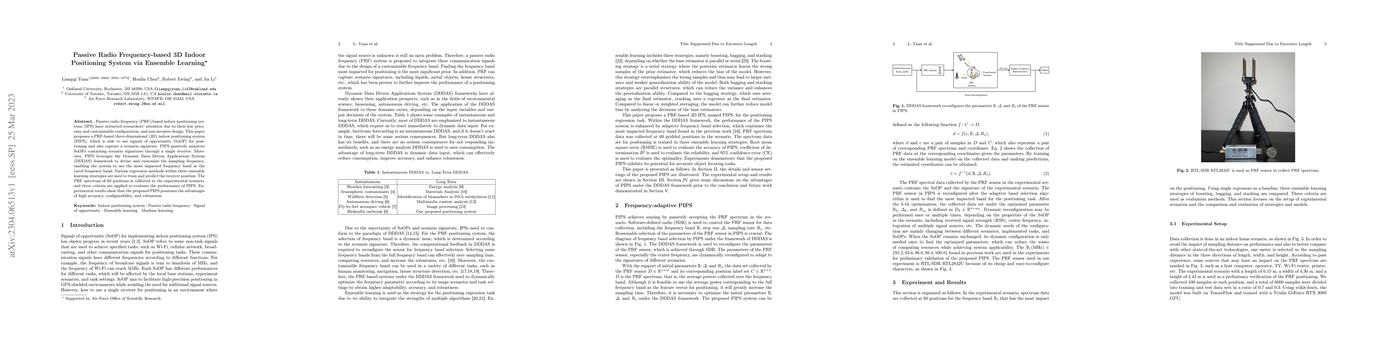 Thumbnail for Passive Radio Frequency-based 3D Indoor Positioning System via Ensemble
  Learning