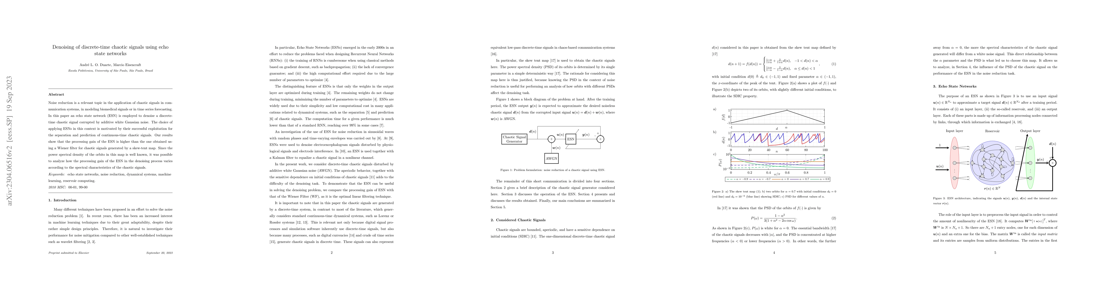 Thumbnail for Denoising of discrete-time chaotic signals using echo state networks