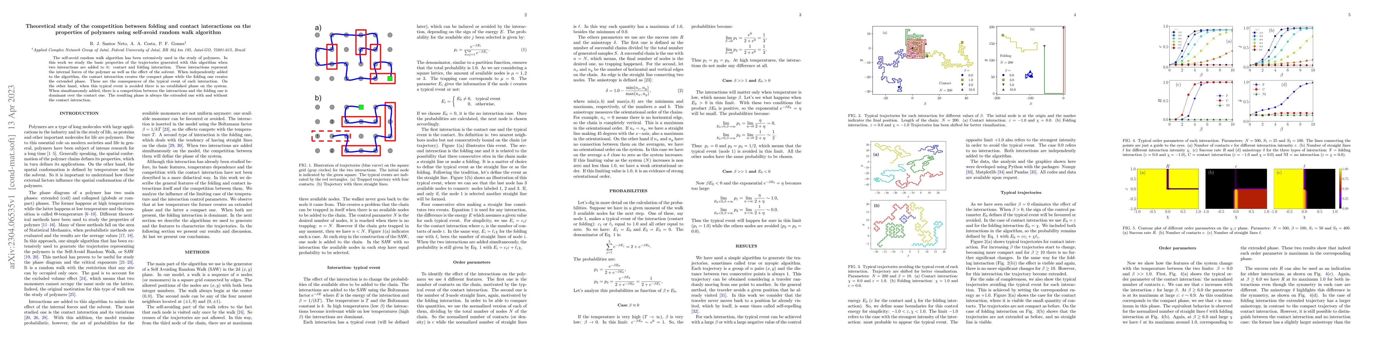 Thumbnail for Theoretical study of the competition between folding and contact
  interactions on the properties of polymers using self-avoid random walk
  algorithm