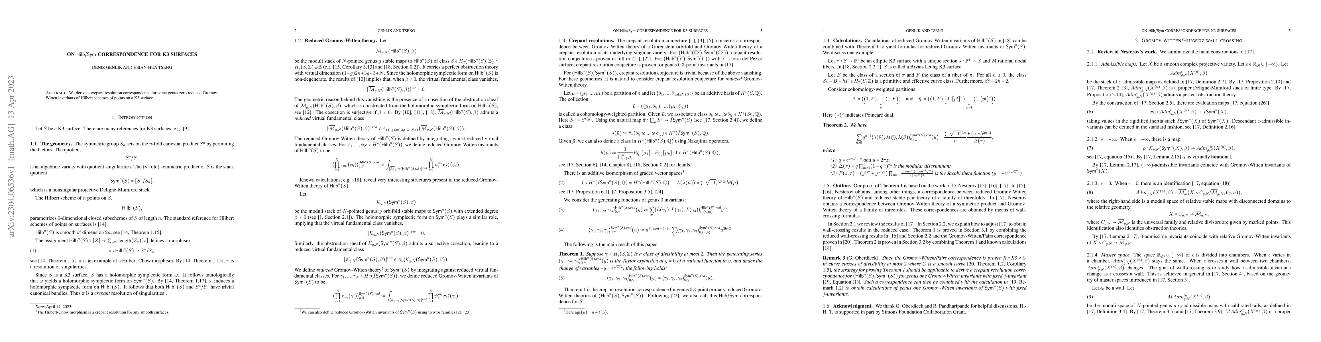 Thumbnail for On Hilb/Sym correspondence for K3 surfaces