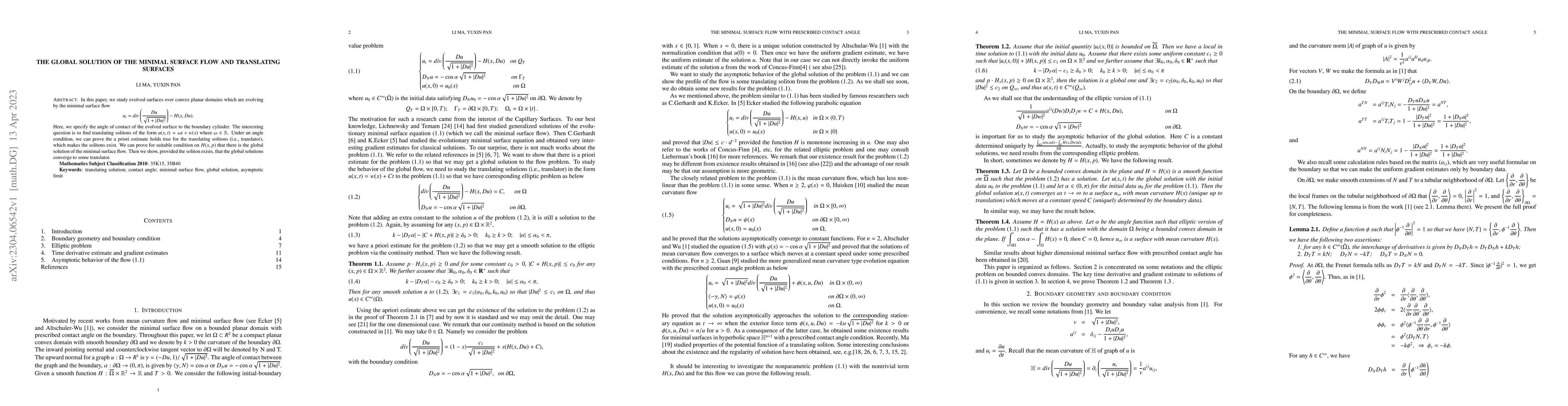 Thumbnail for The global solution of the minimal surface flow and translating surfaces