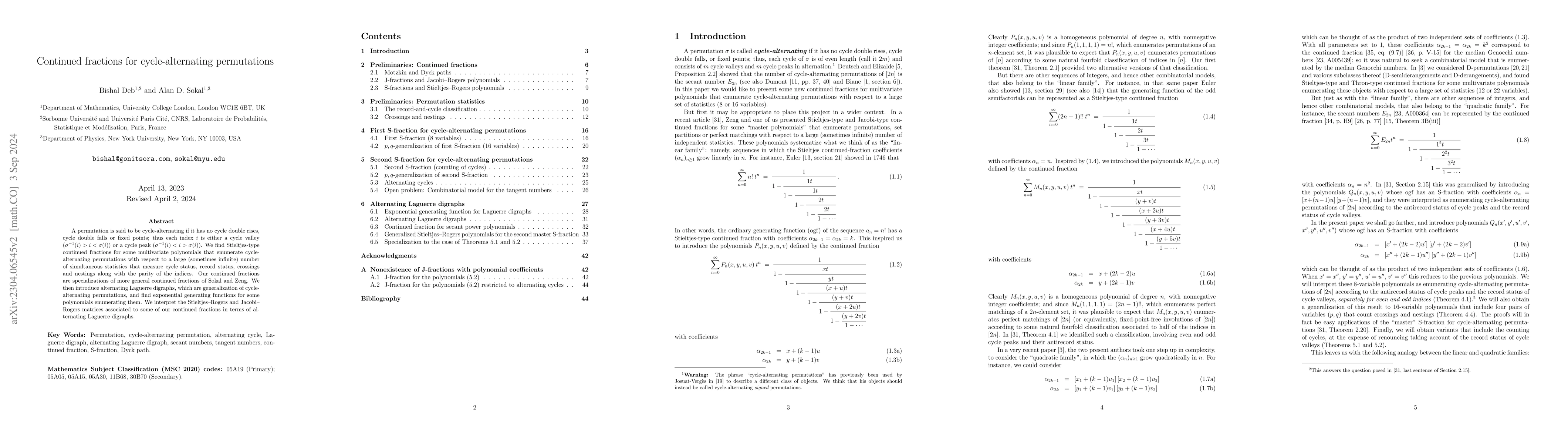 Thumbnail for Continued fractions for cycle-alternating permutations