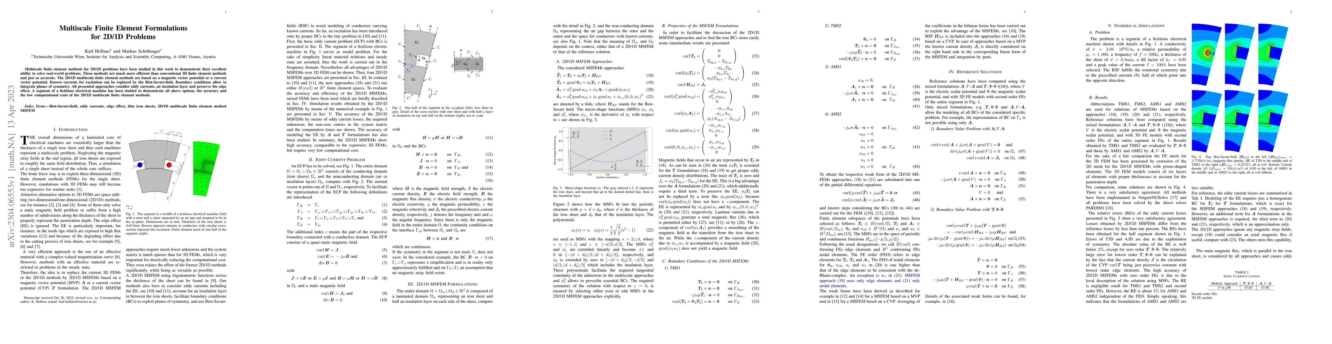 Thumbnail for Multiscale Finite Element Formulations for 2D/1D Problems
