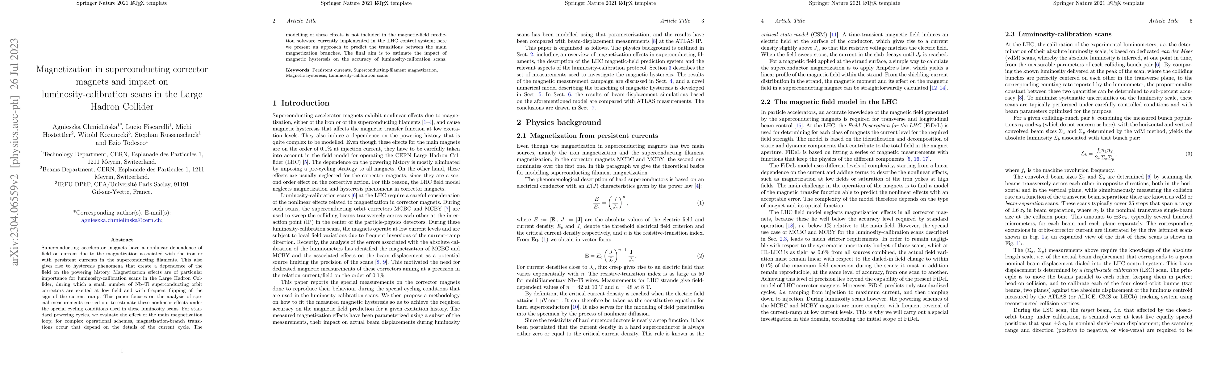 Thumbnail for Magnetization in superconducting corrector magnets and impact on
  luminosity-calibration scans in the Large Hadron Collider