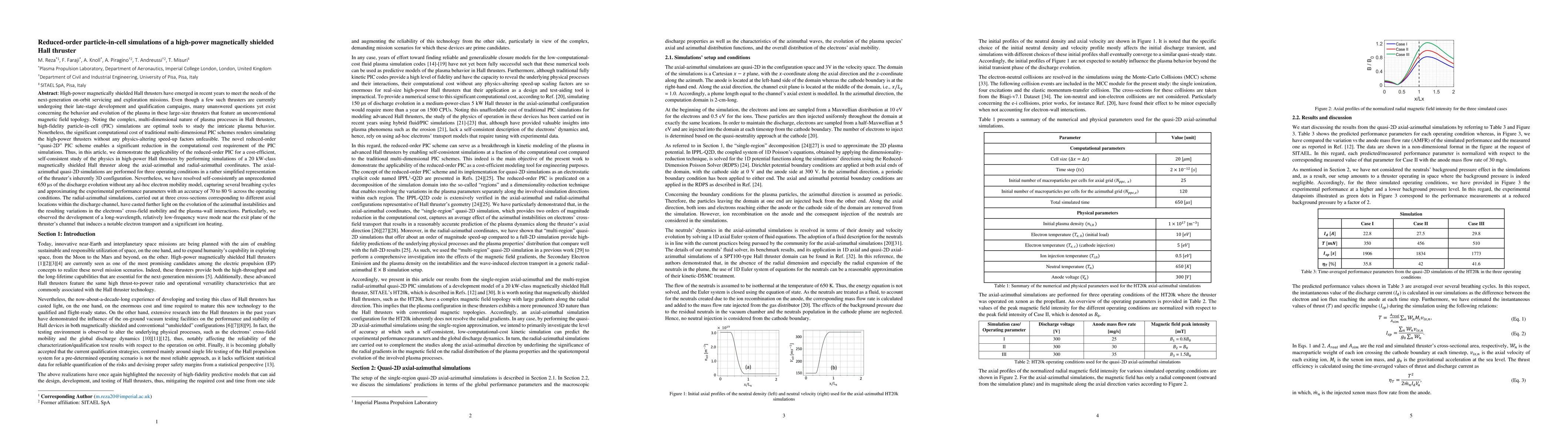 Thumbnail for Reduced-order particle-in-cell simulations of a high-power magnetically
  shielded Hall thruster