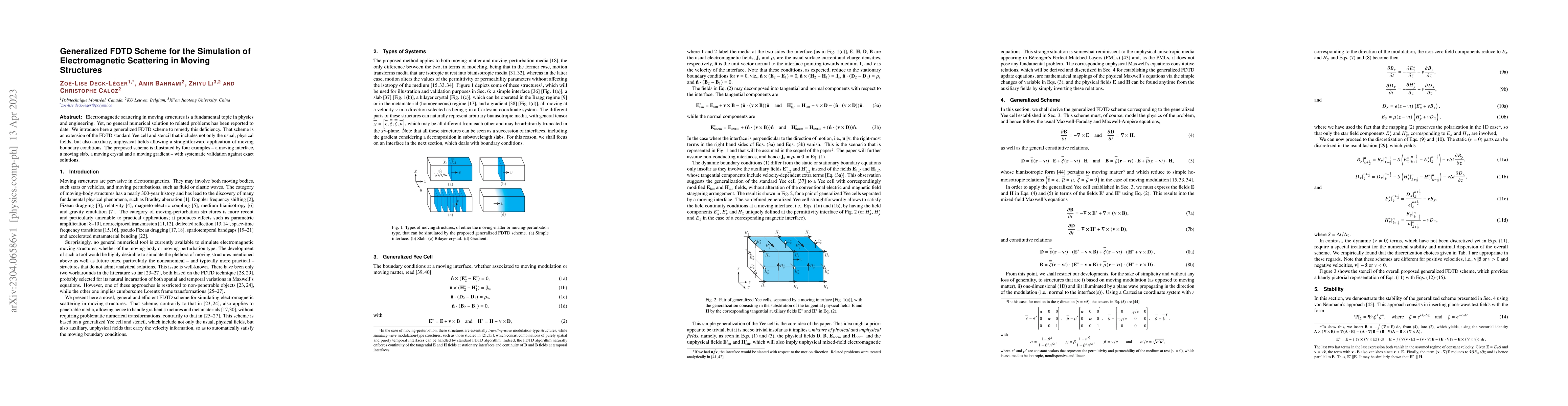 Thumbnail for Generalized FDTD Scheme for the Simulation of Electromagnetic Scattering
  in Moving Structures