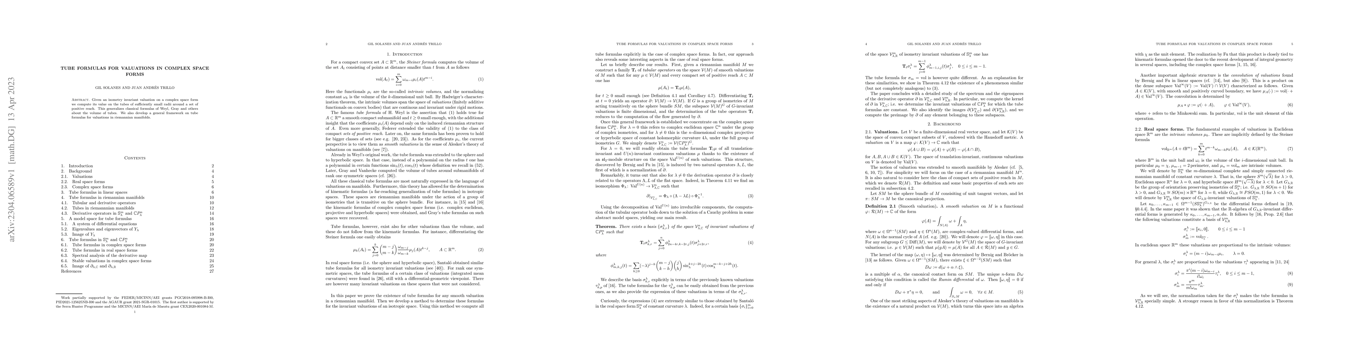 Thumbnail for Tube formulas for valuations in complex space forms