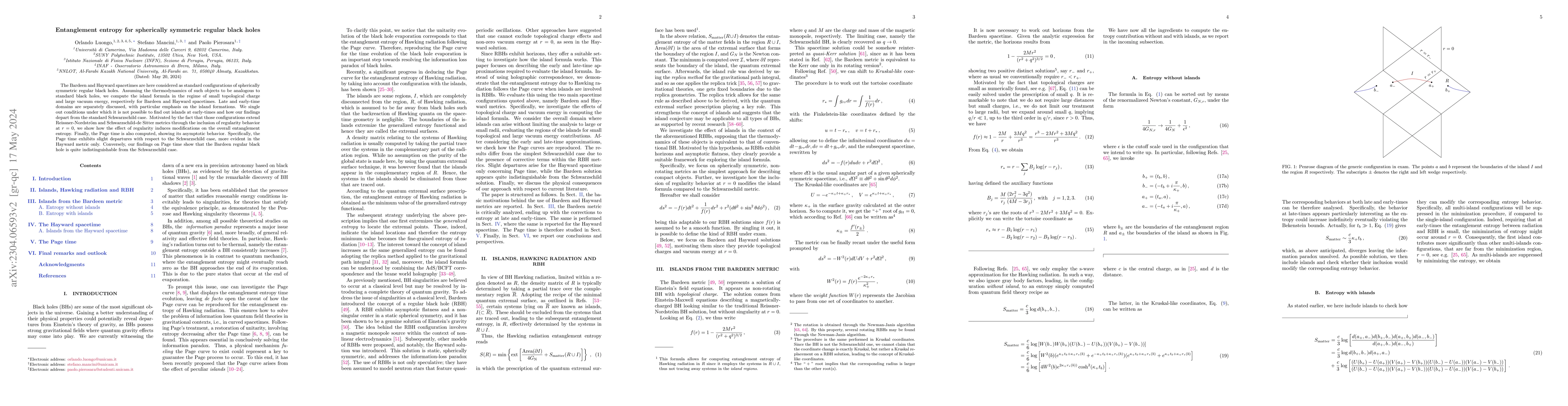 Thumbnail for Entanglement entropy for spherically symmetric regular black holes