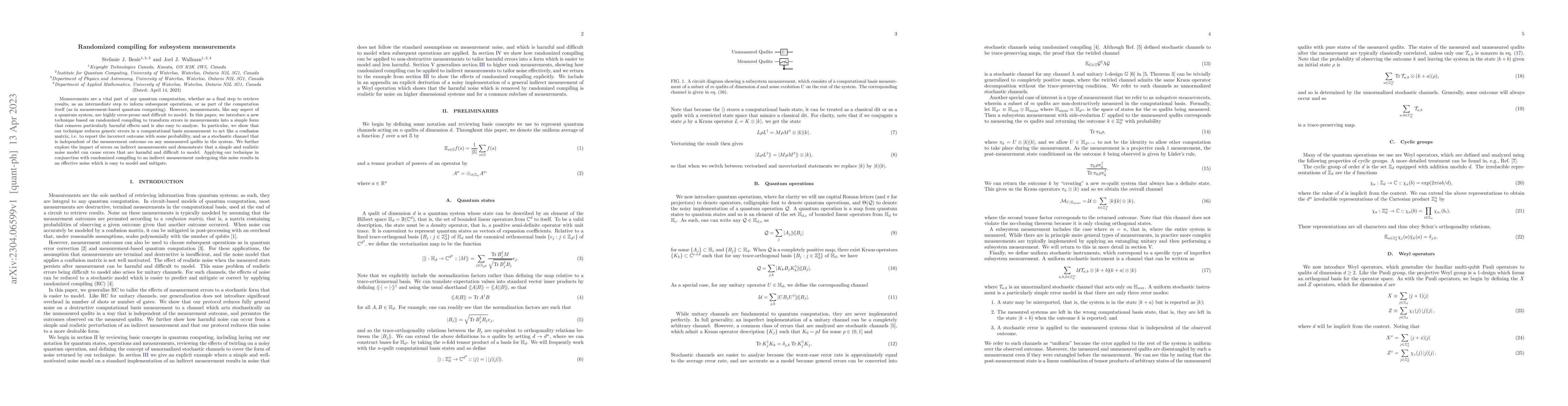 Thumbnail for Randomized compiling for subsystem measurements