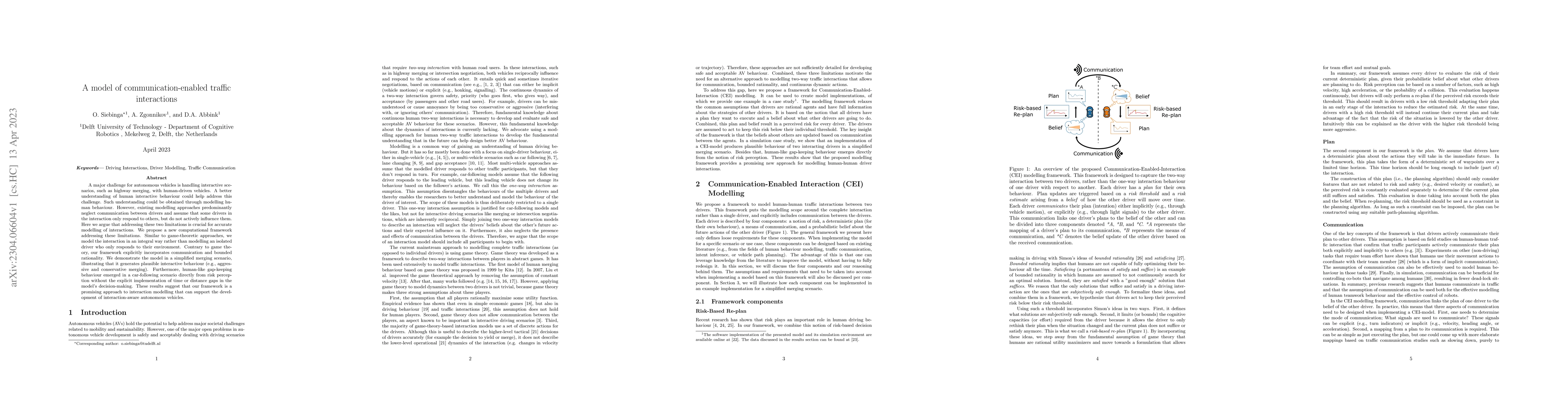 Thumbnail for A model of communication-enabled traffic interactions