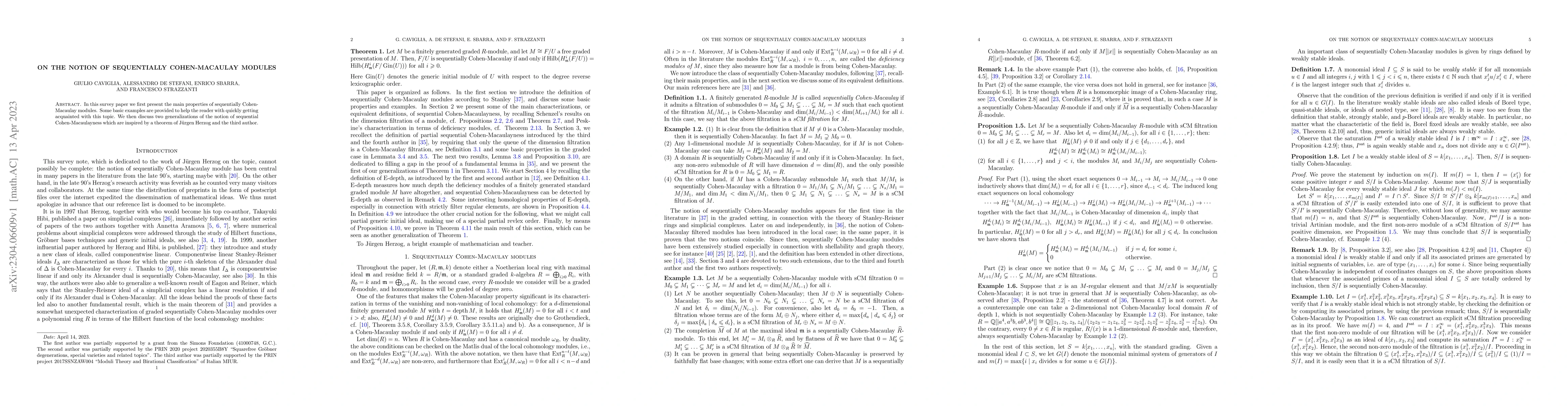 Thumbnail for On the notion of sequentially Cohen-Macaulay modules