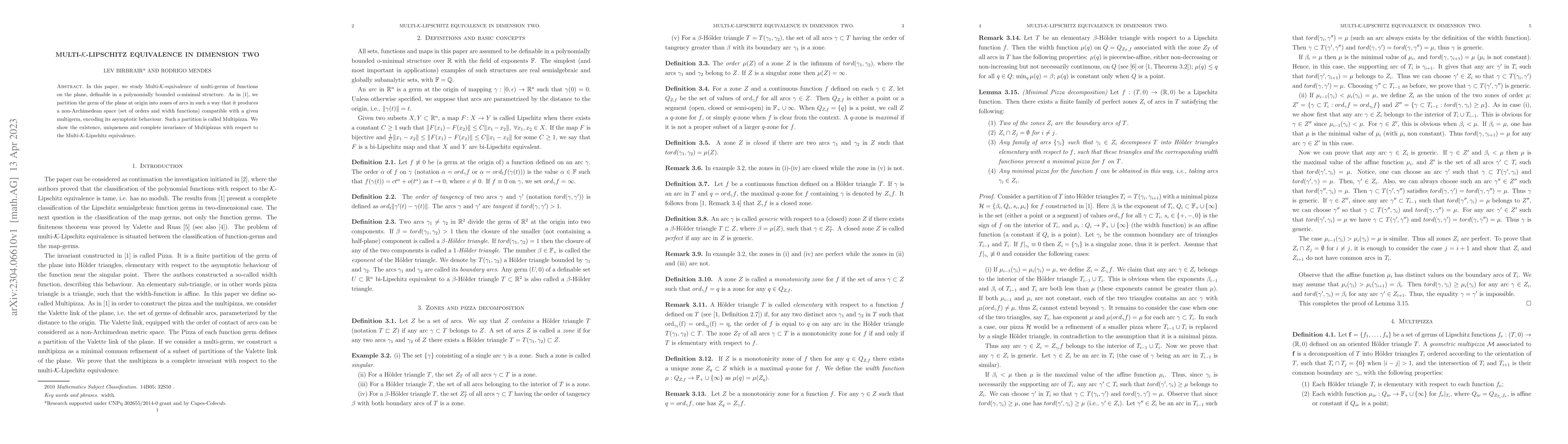 Thumbnail for Multi-$\mathcal{K}$-Lipschitz equivalence in dimension two